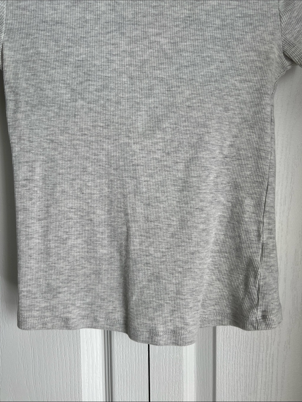 Old Navy Light Heather Gray Ribbed Short Sleeve Snug T-Shirt (S Tall) - Picture 3 of 8
